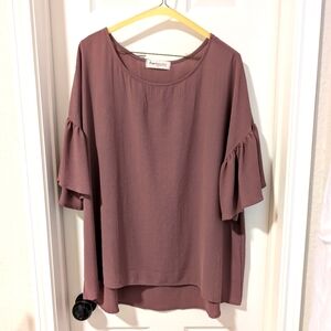 3/$10 Impressions Purple Ruffle Sleeve Blouse